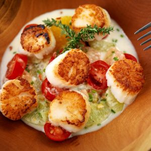 Seared Sea Scallops with Vegetables Food Picture