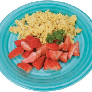 Scrambled Eggs on a Plate with Strawberries Food Picture