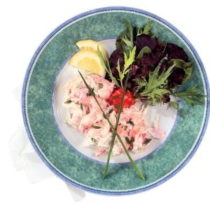 Seafood Salad with Garnish on Decorative Plate Food Picture