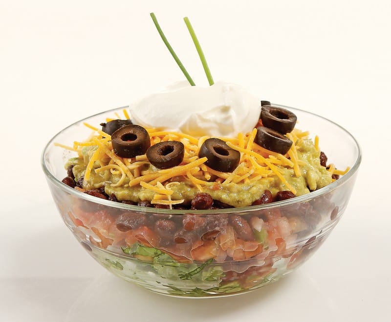 Seven Layer Dip in Clear Bowl Food Picture