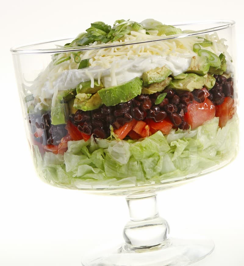 Seven Layer Salad in Trifle Bowl Food Picture