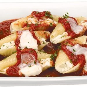 Stuffed Shells in Sauce on White Plate Food Picture