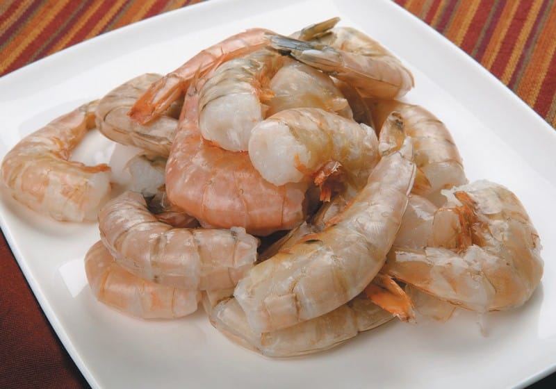 Shelled Shrimp On White Plate Food Picture