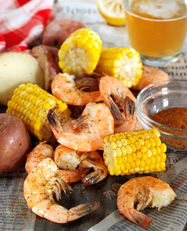 Shrimp Boil with Potatoes & Corn on the Cob Food Picture
