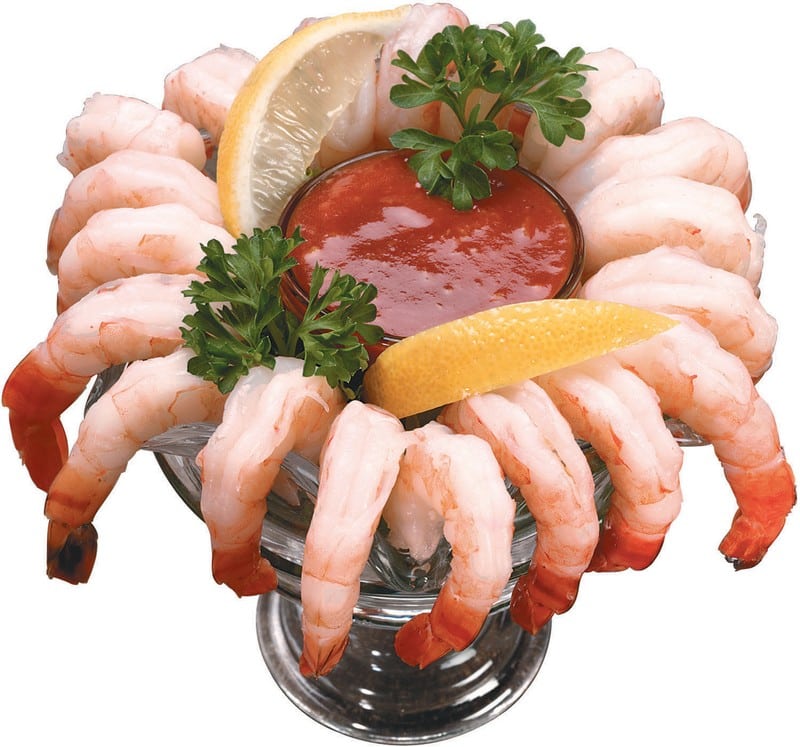 Shrimp Cocktail with Garnish on Clear Dish Food Picture