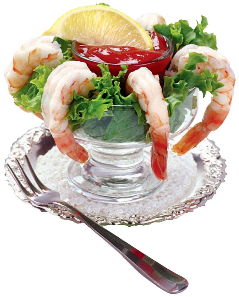 Shrimp Cocktail in Clear Dish with Fork Food Picture