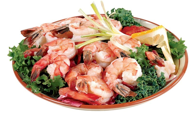 Shrimp Cocktail over Greens in Bowl Food Picture