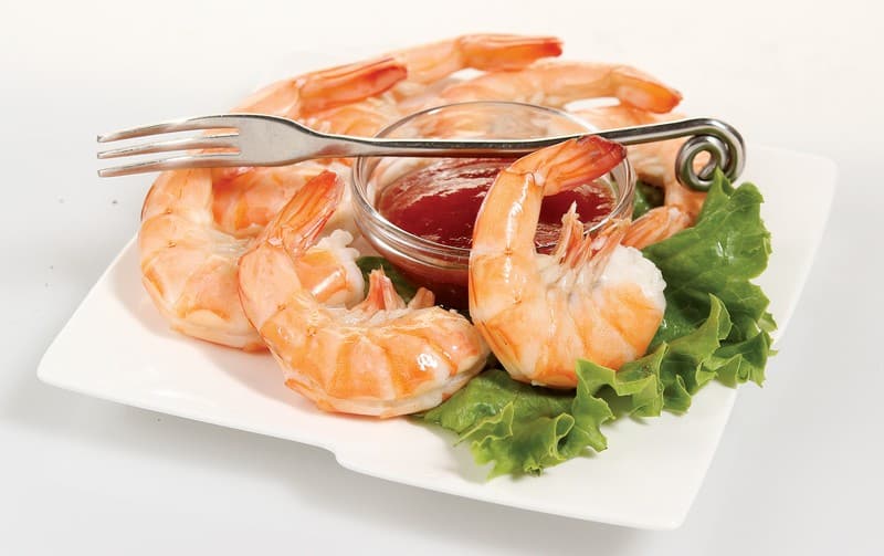 Shrimp Cocktail on Small White Plate Food Picture
