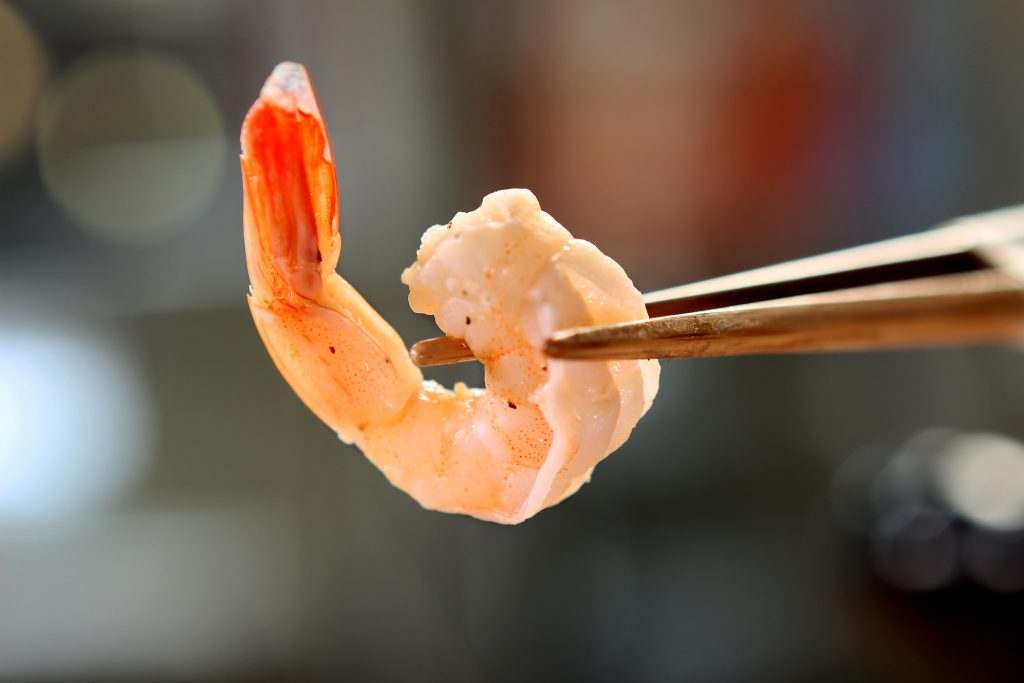 Shrimp Held By Chopstix Food Picture