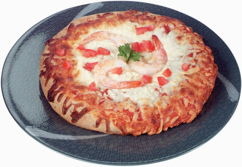 Shrimp Pizza on a Dish Food Picture