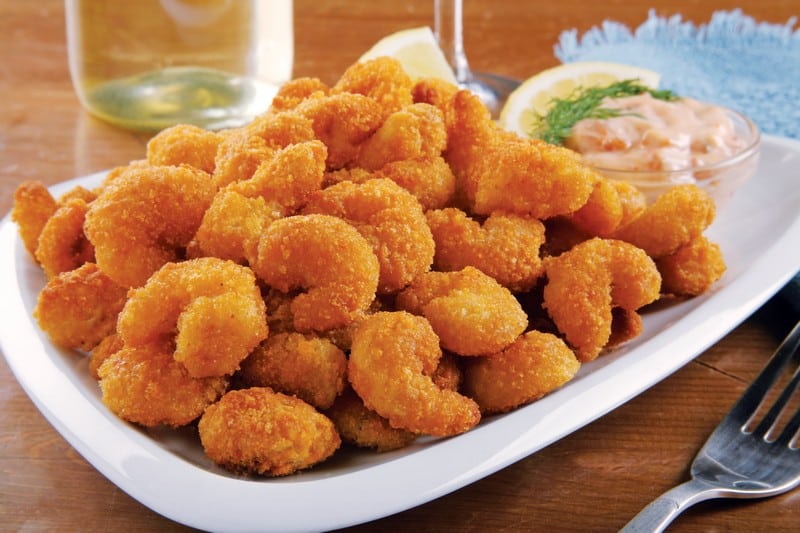 Popcorn Shrimp on White Plate Food Picture