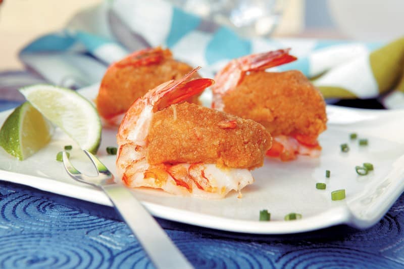 Stuffed Shrimp with Garnish on White Plate Food Picture