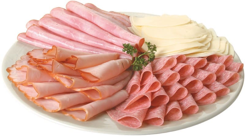 Sliced Deli Meat and Cheese on a Plate Food Picture