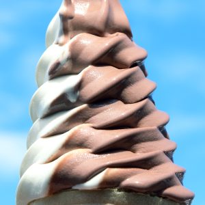 Vanilla and Chocolate Swirl Soft Serve Ice Cream Cone Food Picture