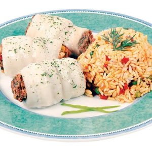 Bake Stuffed Sole with Rice on Plate Food Picture