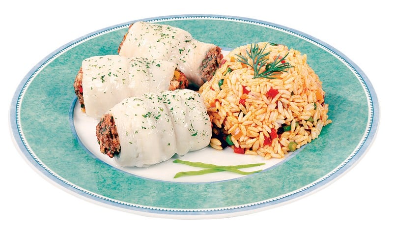 Bake Stuffed Sole with Rice on Plate Food Picture