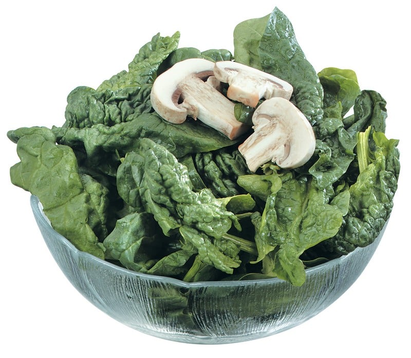 Bowl of Spinach with Mushrooms Food Picture