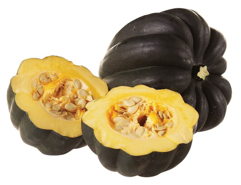 Whole and Halved Acorn Squash Isolated Food Picture