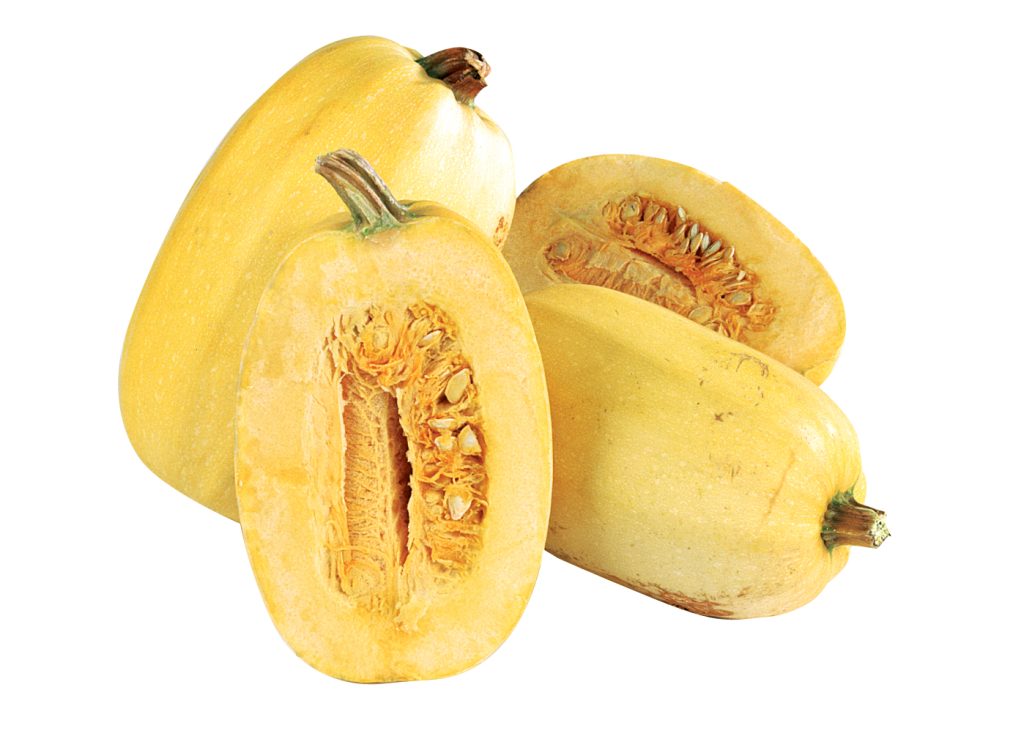 Whole and Halved Spaghetti Squash Isolated Food Picture