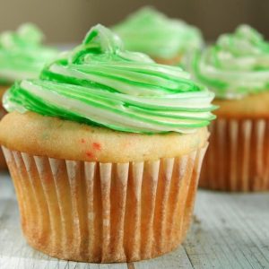 St. Patricks Day Cupcakes on Table Food Picture