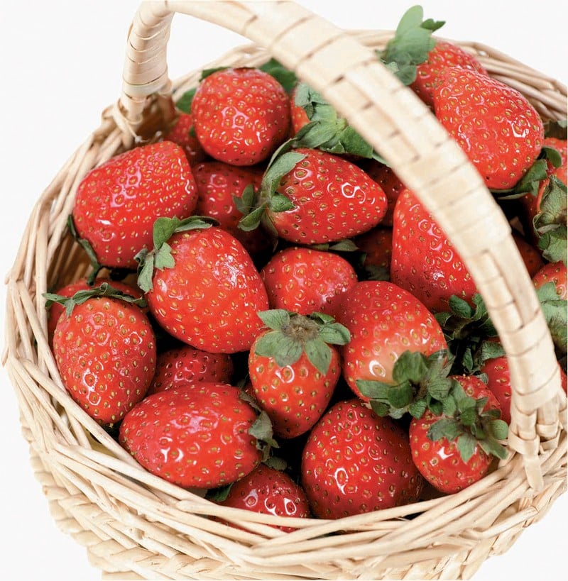 Top View of Strawberries in a Basket Food Picture