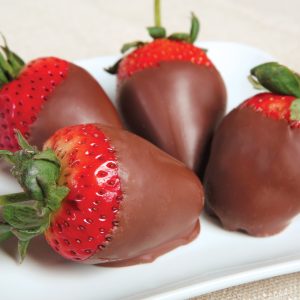 Milk Chocolate Covered Strawberries on a Small Dish Food Picture