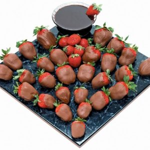 Plate of Fresh Milk Chocolate Covered Strawberries Food Picture