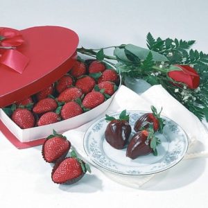 Valentine Strawberries with Red Rose Food Picture