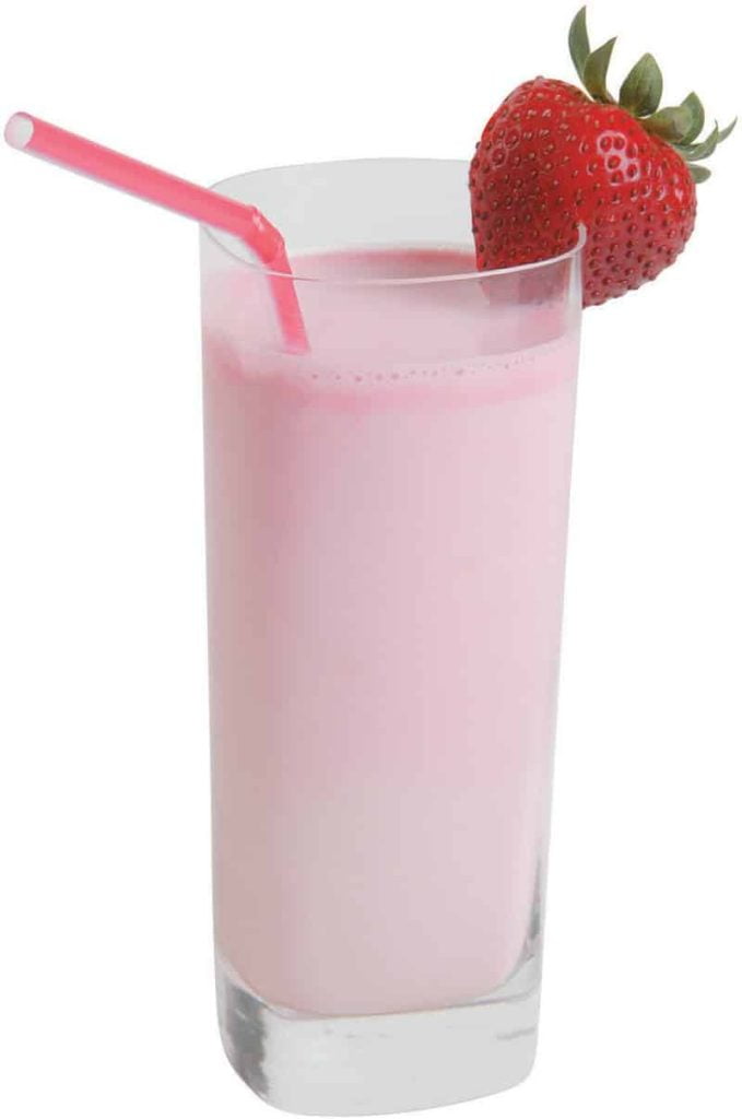 Strawberry Smoothie in a Cup with Fruits and a Straw Food Picture
