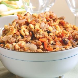 Stuffing in a White Bowl Food Picture