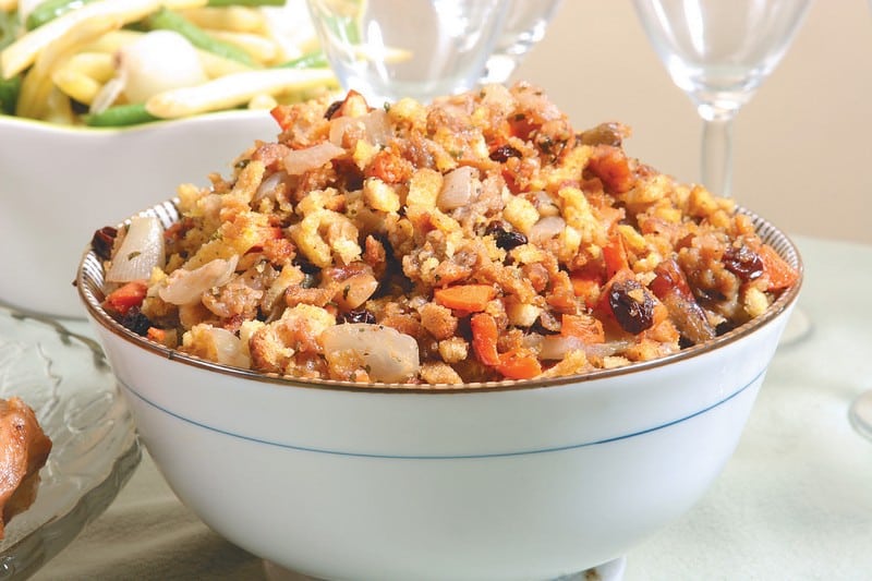 Stuffing in a White Bowl Food Picture