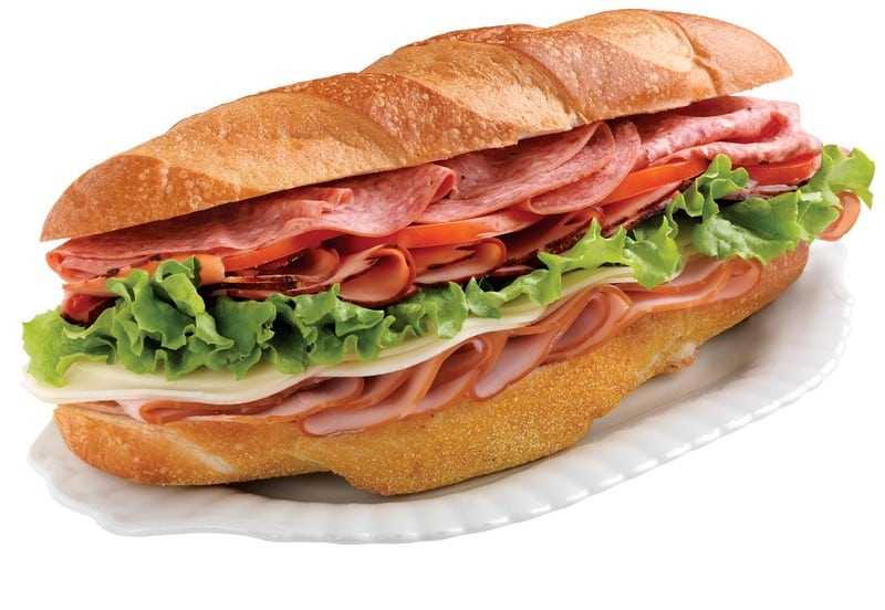 American Cold Cut Sub on White Plate Food Picture