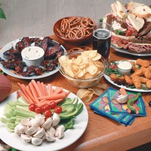 Superbowl Snack Assortment on Table Food Picture
