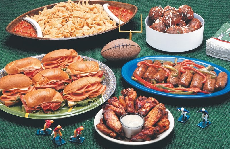 Superbowl Food Assortment with Figurines Food Picture