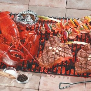 Surf and Turf on Grill with Seasoning Food Picture