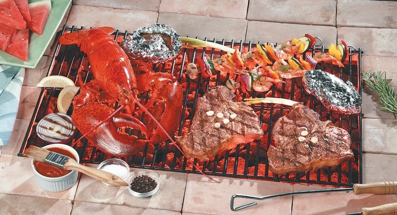 Surf and Turf on Grill with Seasoning Food Picture
