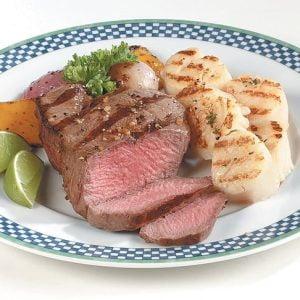 Surf and Turf on Checkered Plate Food Picture