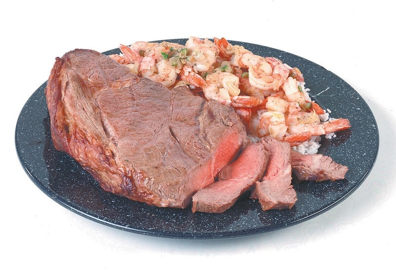 Surf and Turf on Marble Plate Food Picture