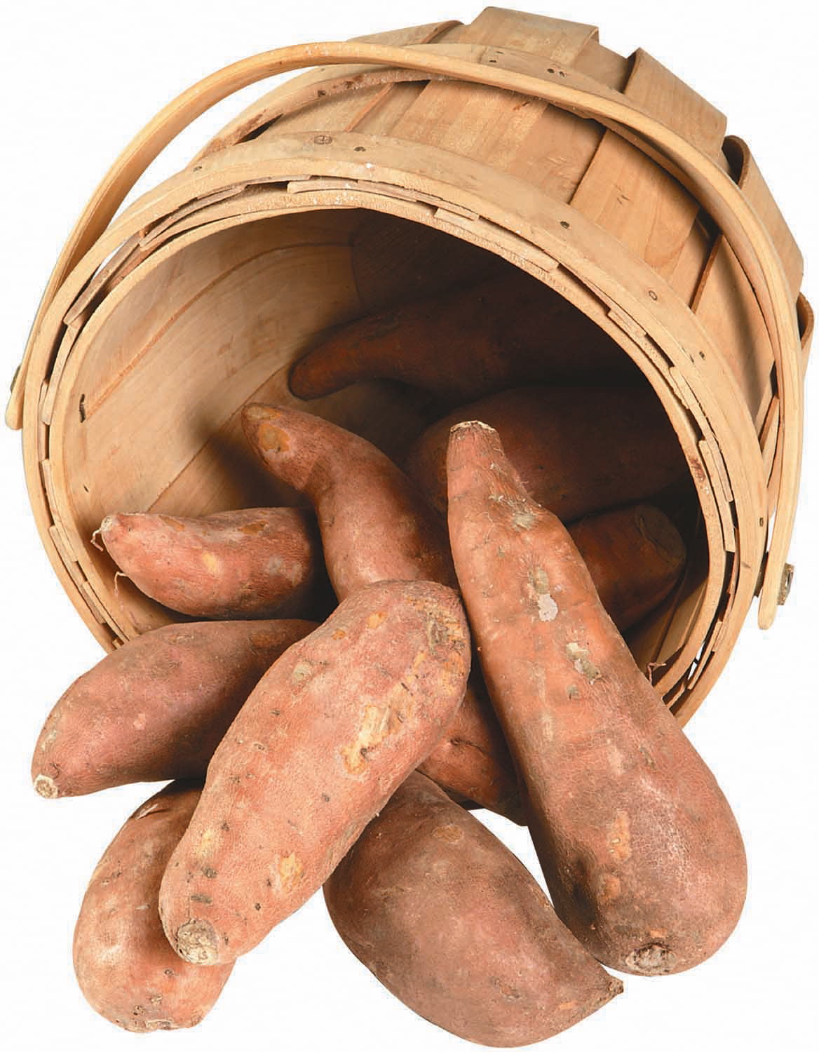 Sweet Potatoes Falling Out of Basket Food Picture