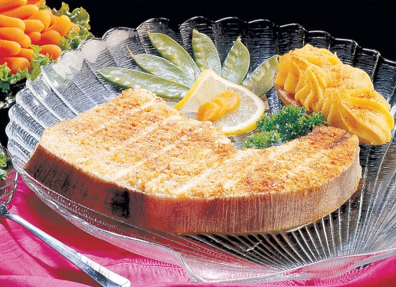 Swordfish with Garnish in Clear Shell Dish Food Picture