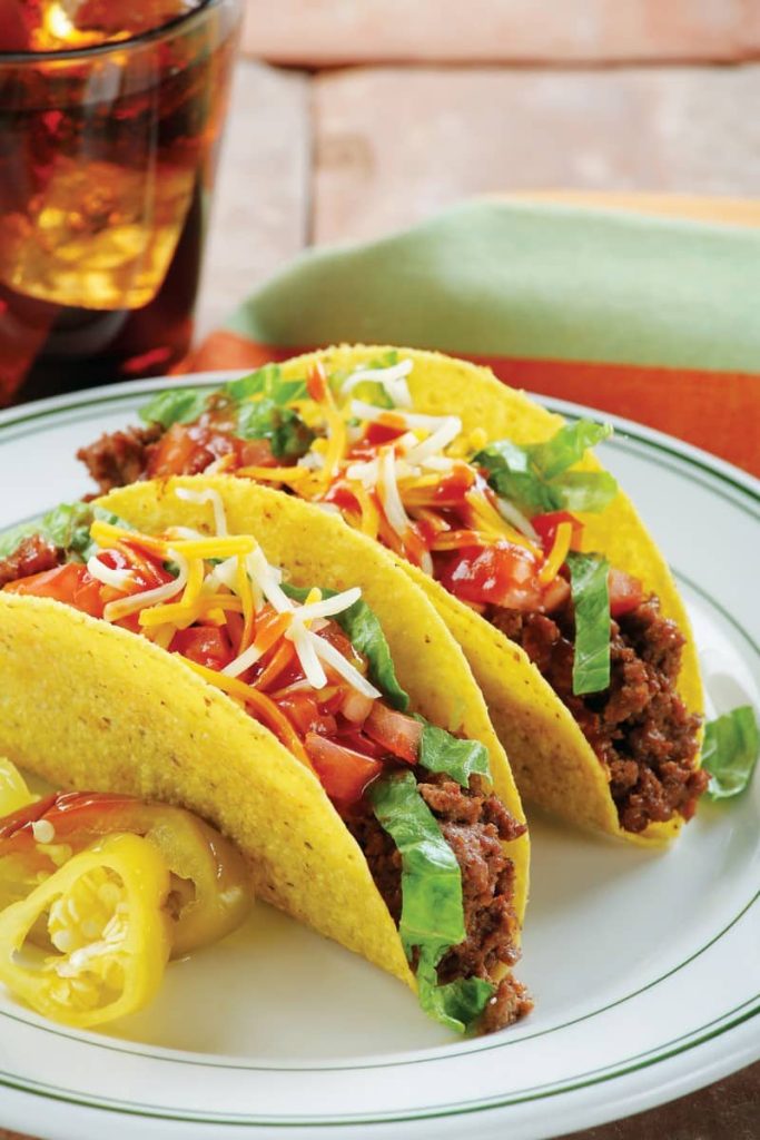Tacos on White and Green Plate Food Picture