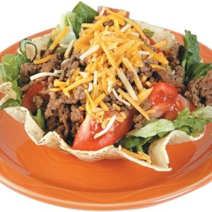 Taco Salad on an Orange Plate Food Picture