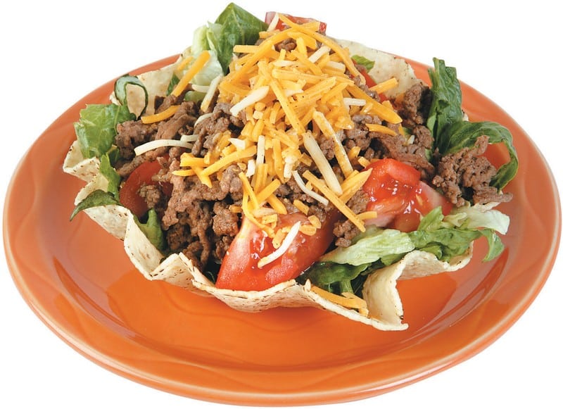 Taco Salad on an Orange Plate Food Picture