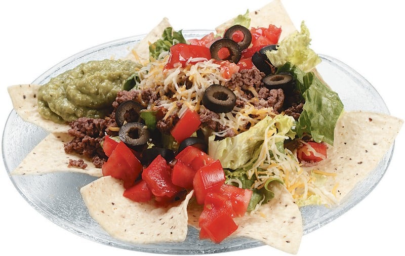 Taco Salad on Glass Plate Food Picture