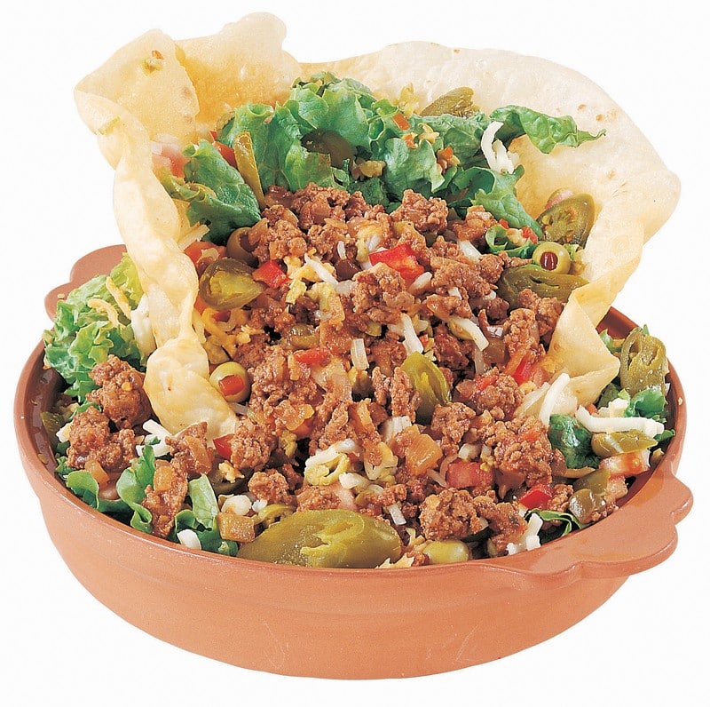 Taco Salad with Shell in Colored Bowl Food Picture