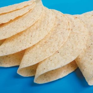 Corn Taco Shells on Blue Background Food Picture