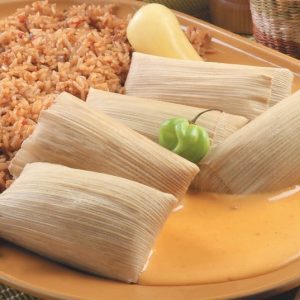 Tamales Cheese Rice on a Plate Food Picture