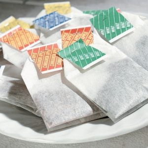Tea Bags on a Plate Food Picture