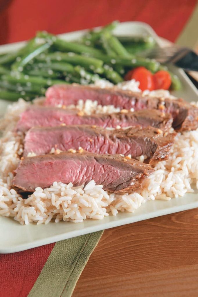 Teriyaki Flank Steak over Rice Food Picture