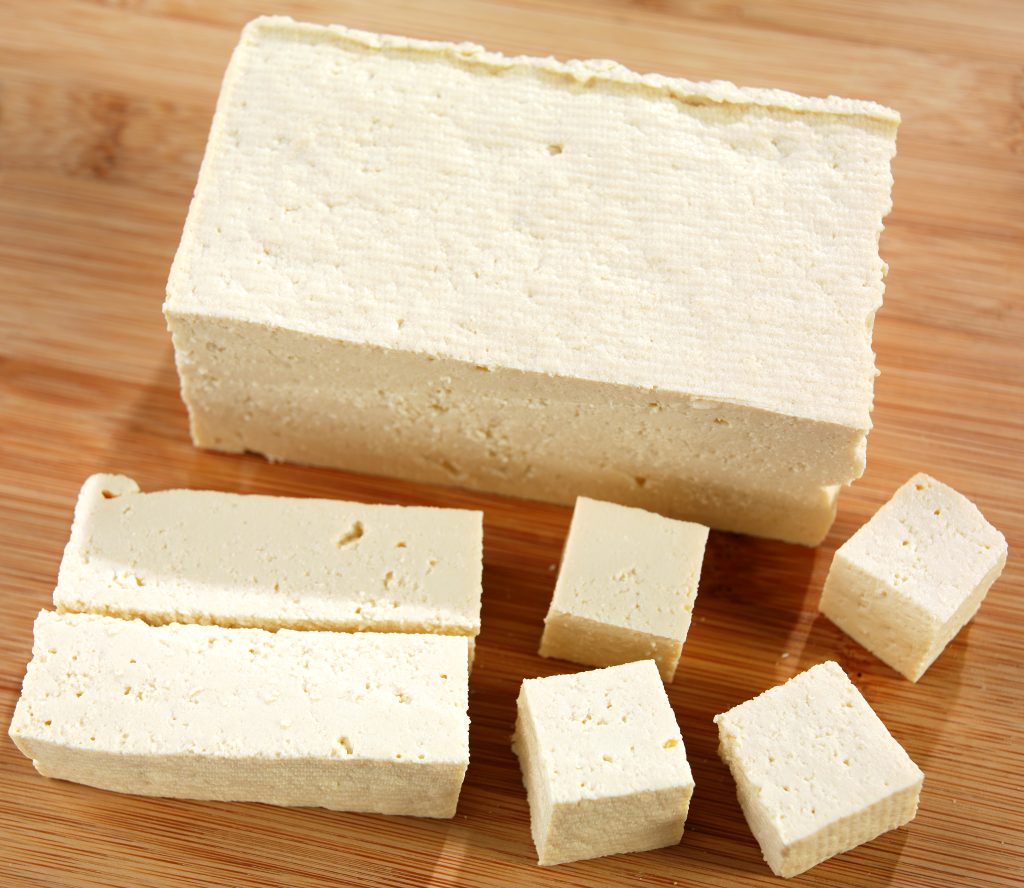 Block of Tofu Cut into Chunks Food Picture